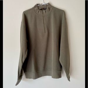 Greg Norman Men's Quarter-Zip Green Pullover Sweater - L - Pre-owned